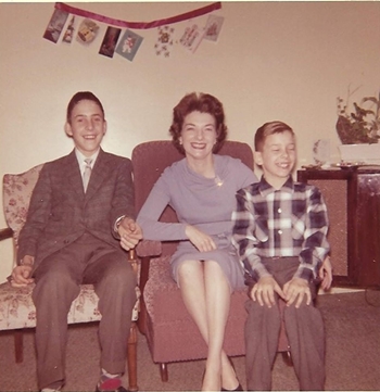 Bobby, his mother Noreen, and his brother Doug on Fère Street.