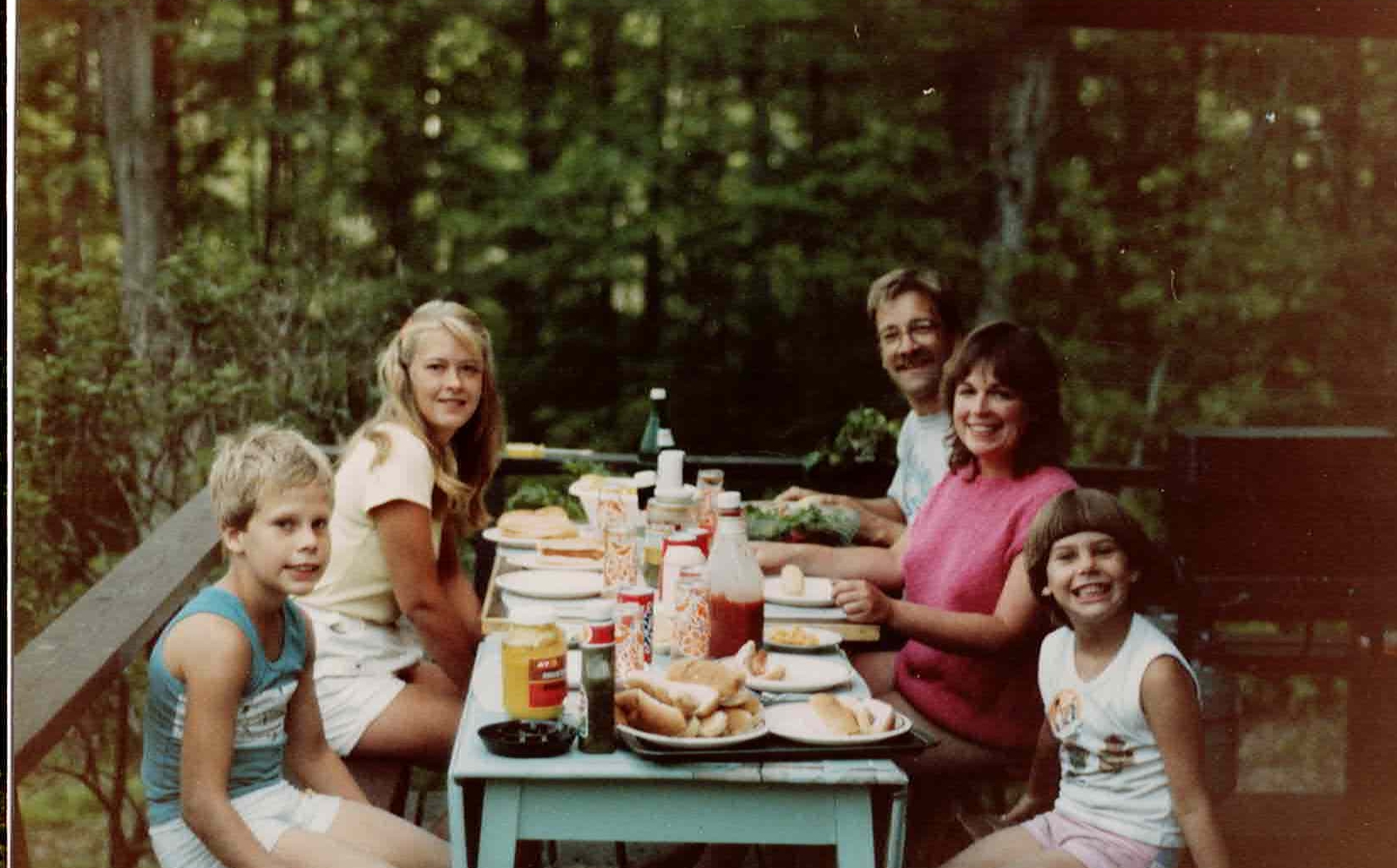 On the cottage deck — Uncle Doug and Aunt Lisa, 1987
